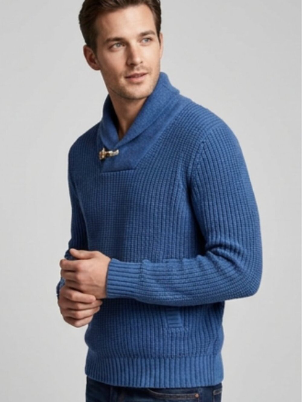 H&M Mens LOGG Shawl sweater Navy Blue Size S - Picture 3 of 7